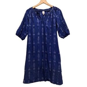 ANN MASHBURN Blue and White Patterned Midi Dress.
